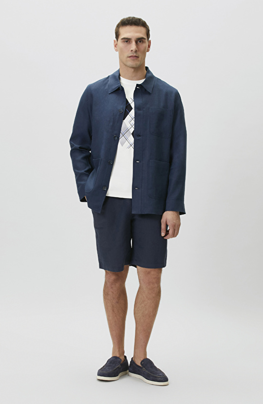 Lacivert Keten Comfort Şort