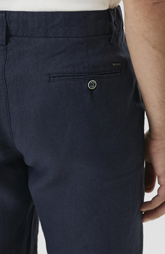 Lacivert Keten Comfort Şort