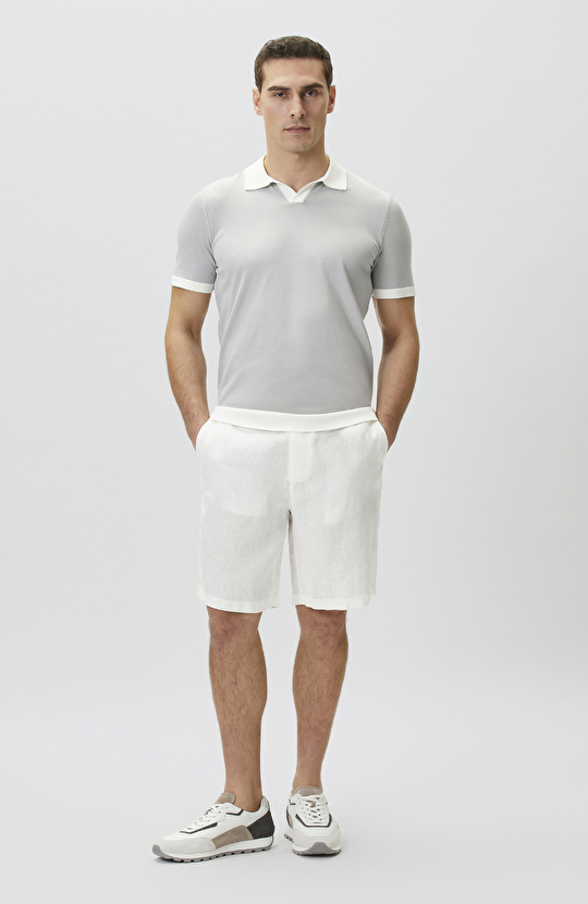 Kırık Beyaz Keten Şort