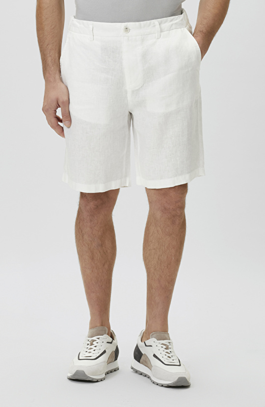 Kırık Beyaz Keten Şort