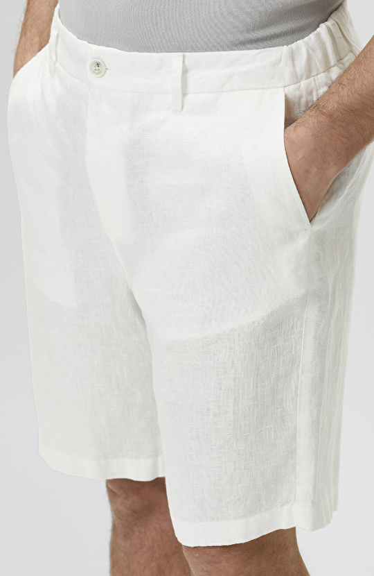 Kırık Beyaz Keten Şort