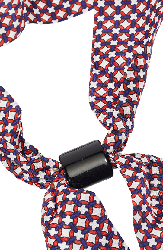 Koyu Kahverengi Desenli Kadın İpek Fular