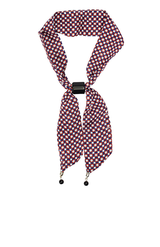 Koyu Kahverengi Desenli Kadın İpek Fular