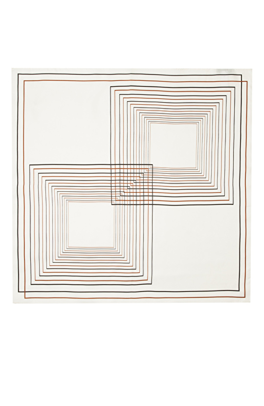 Black and White Patterned Women's Twill Silk Scarf