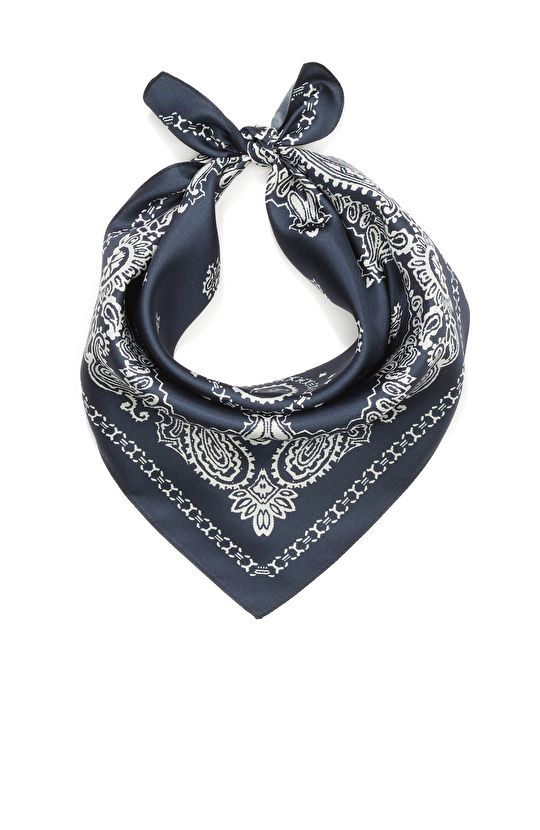 Lacivert Kadın Twill İpek Fular