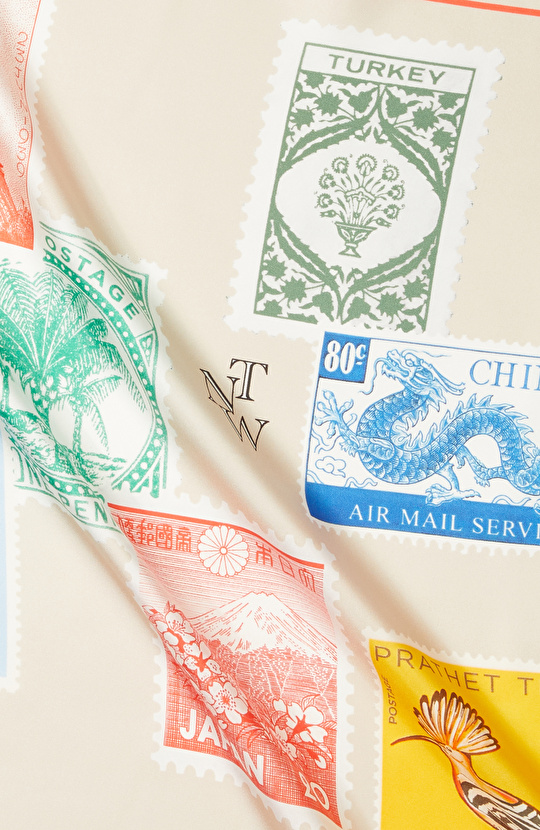 Renkli Kadın Twill İpek Fular