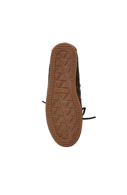 Acı Kahve Taşlı Püsküllü Kadın Süet Loafer