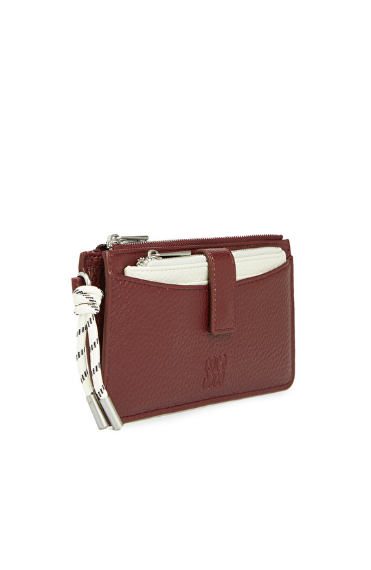 Bordo Kartlık Detaylı Kadın Cüzdan