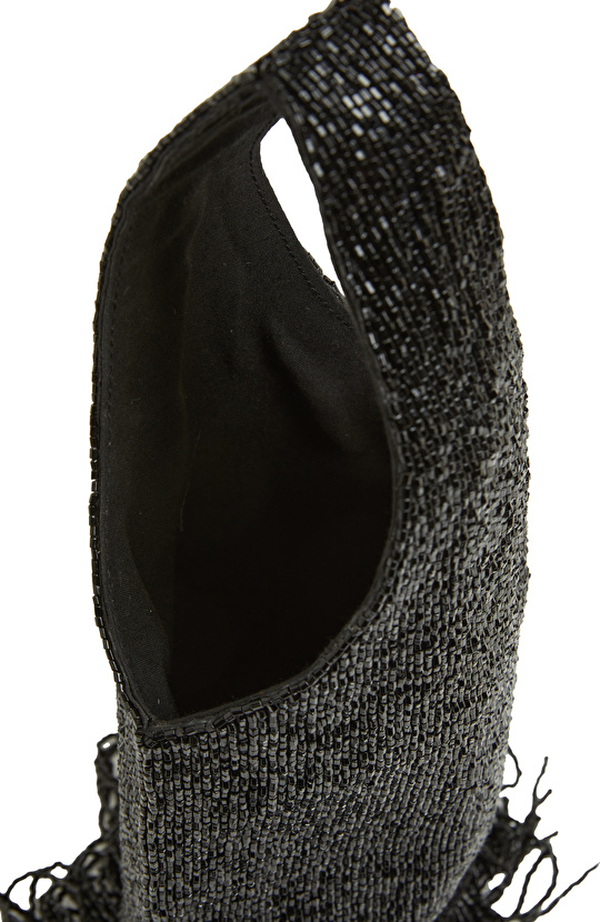 Siyah Boncuk İşlemeli Kadın Clutch