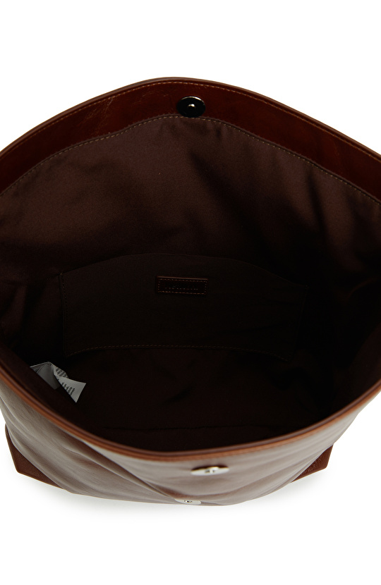 Kahverengi Saraç Detaylı Kadın Deri Clutch