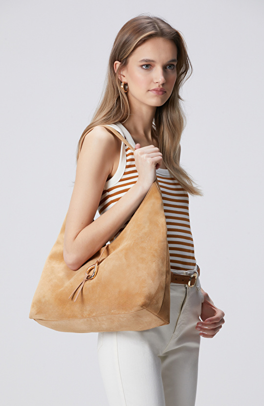 Hardal Kadın Süet Çanta