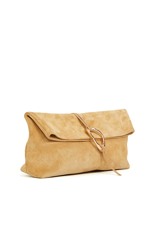 Hardal Kadın Süet Clutch