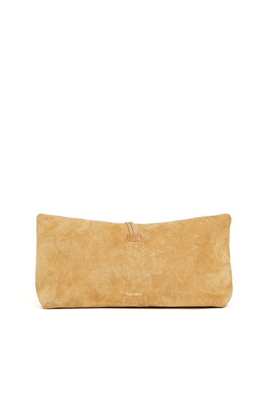 Hardal Kadın Süet Clutch