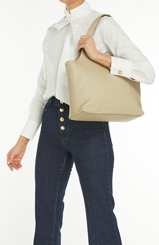 Krem Kadın Deri Çanta