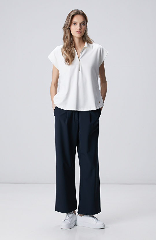 Kırık Beyaz Modal Karışımlı Sweatshirt