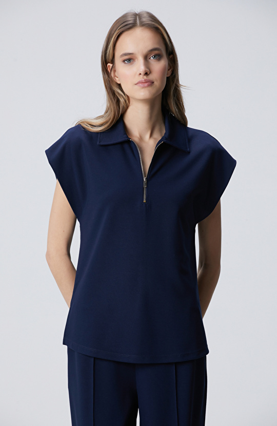 Lacivert Modal Karışımlı Sweatshirt