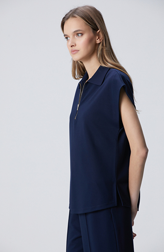 Lacivert Modal Karışımlı Sweatshirt