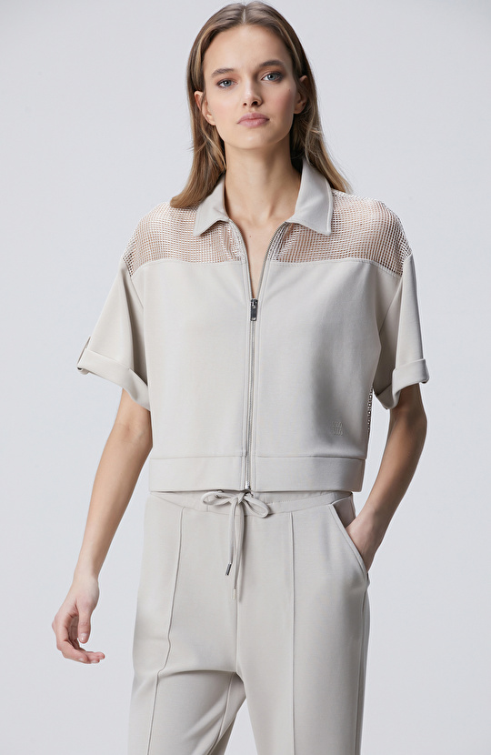 Taş File Garnili Modal Karışımlı Sweatshirt