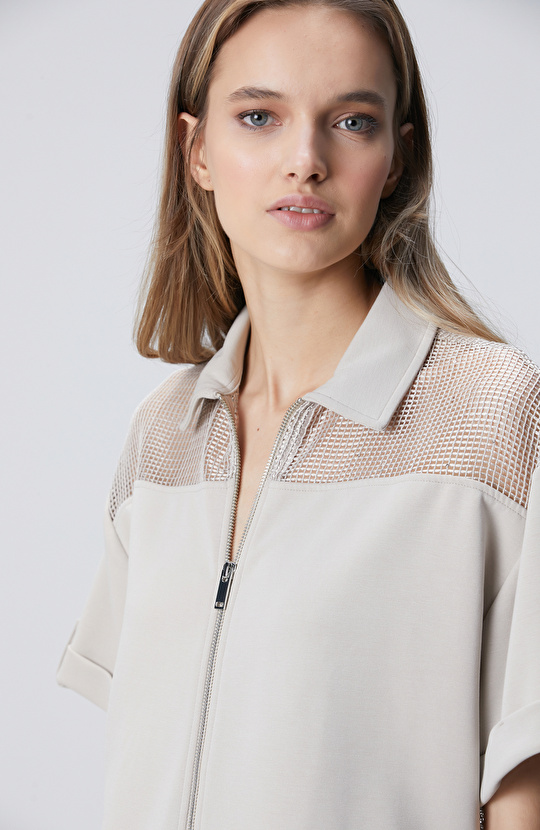 Taş File Garnili Modal Karışımlı Sweatshirt