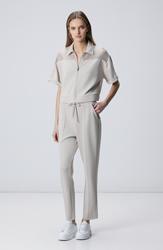 Taş File Garnili Modal Karışımlı Sweatshirt