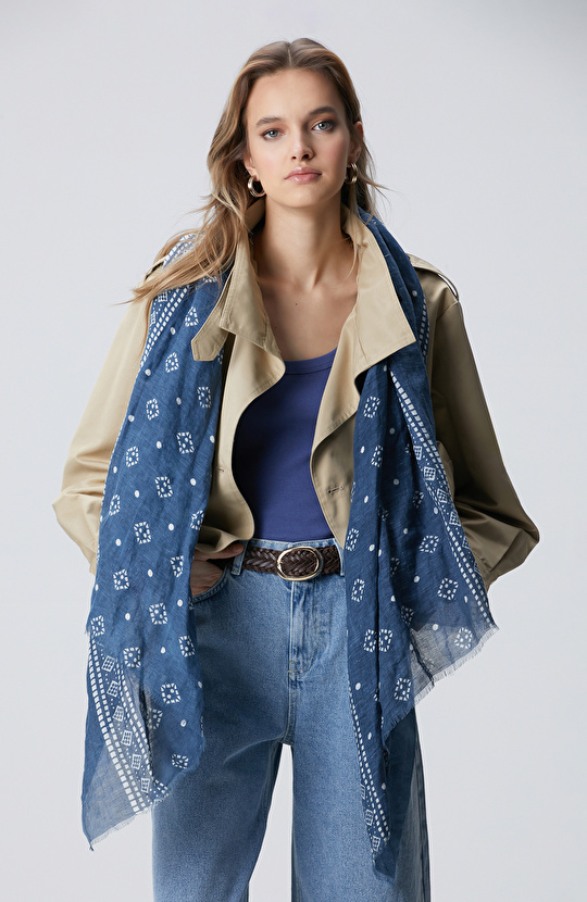 Blue Women's Linen Shawl