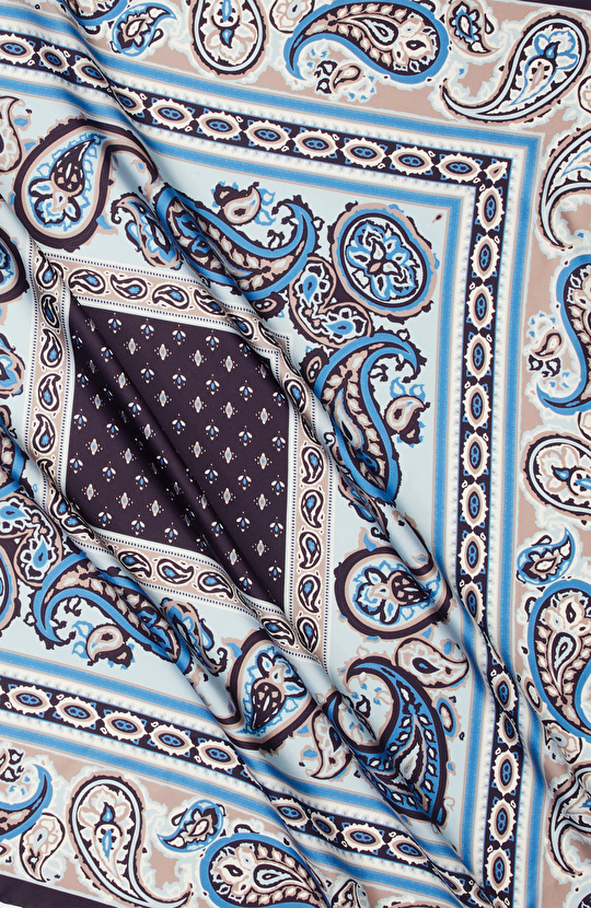 Renkli Twill İpek Eşarp