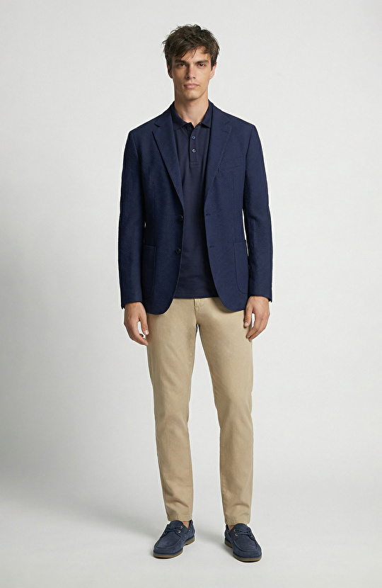 N-Tech Lacivert Çift Yırtmaç Örme Ceket