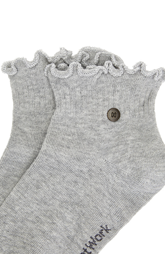 Gri Metal Logolu Kadın Çorap