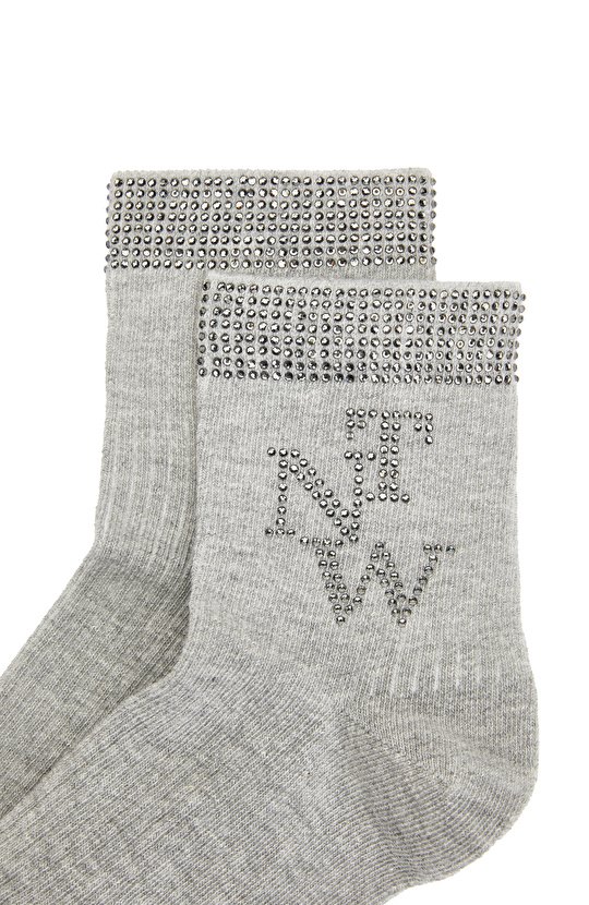 Gri Taşlı Kadın Çorap