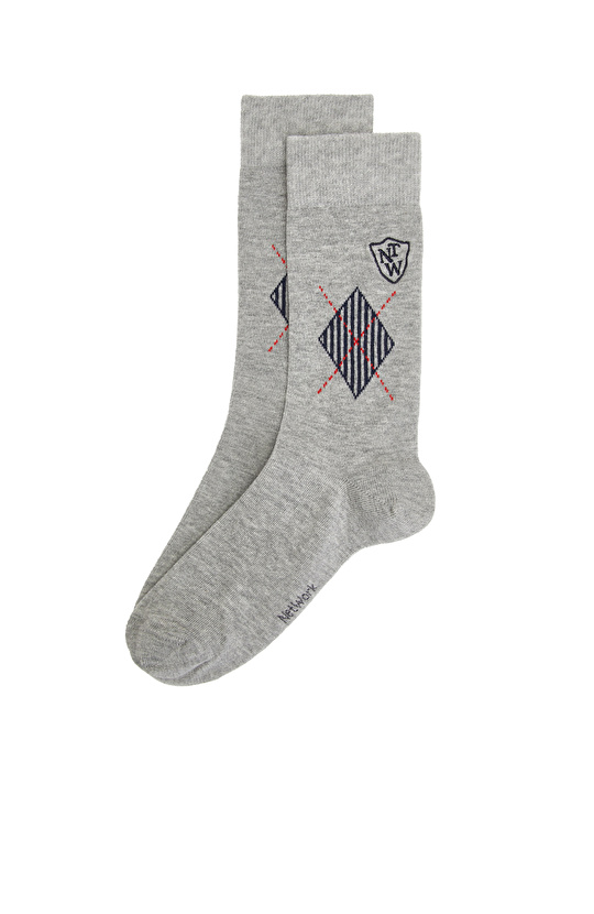 Renkli Baklava Desenli Erkek Çorap