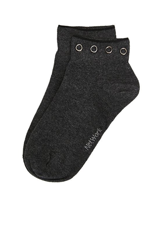 Antrasit Metal Aksesuar Detaylı Kadın Çorap