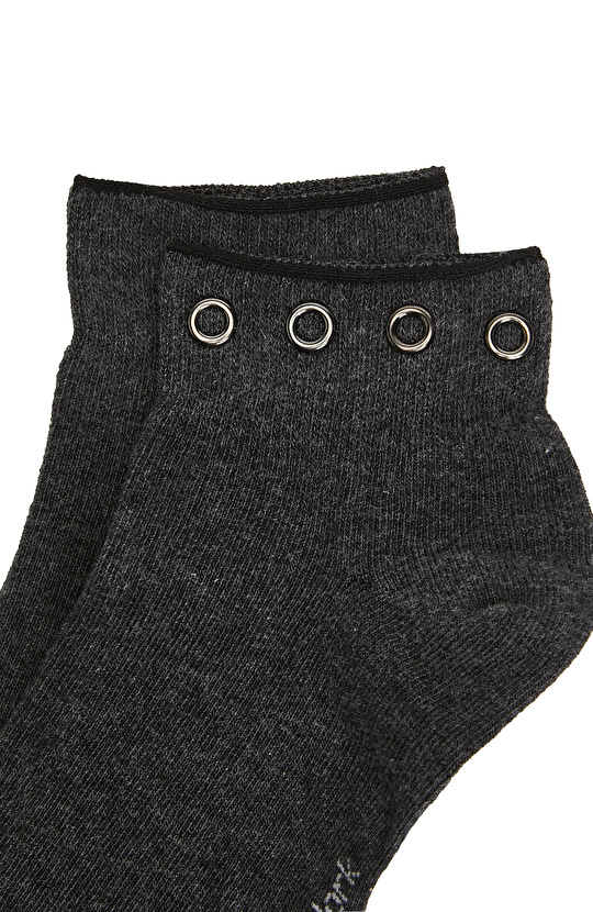 Antrasit Metal Aksesuar Detaylı Kadın Çorap