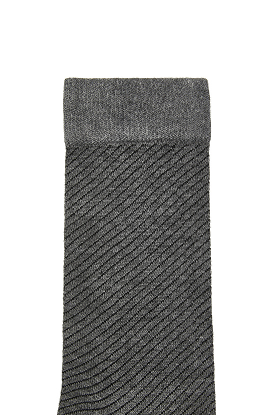 Gri Çizgili Bambu Çorap