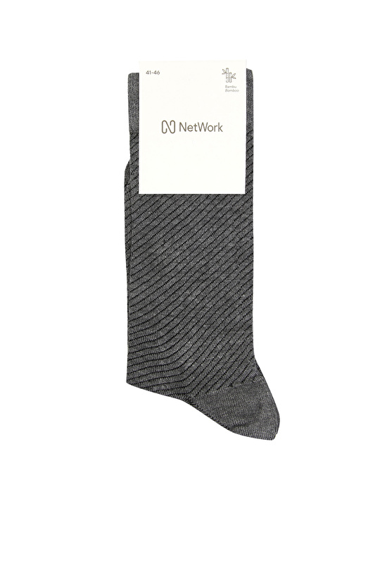Gri Çizgili Bambu Çorap