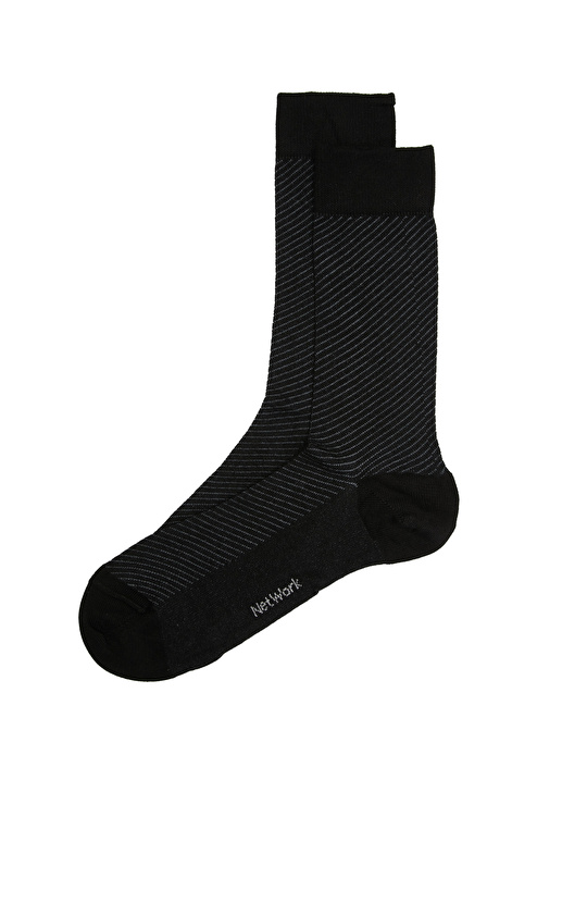 Siyah Çizgili Erkek Bambu Çorap