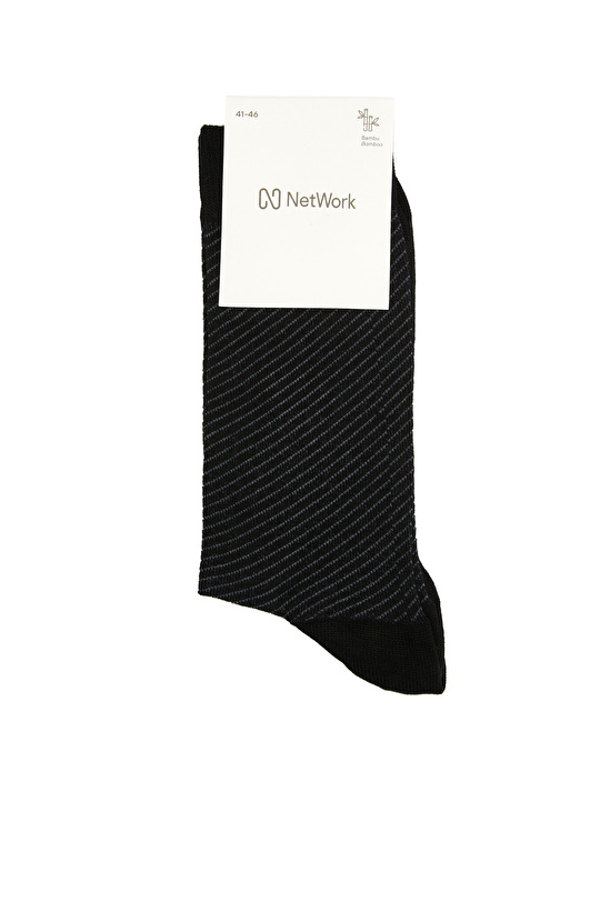 Siyah Çizgili Erkek Bambu Çorap
