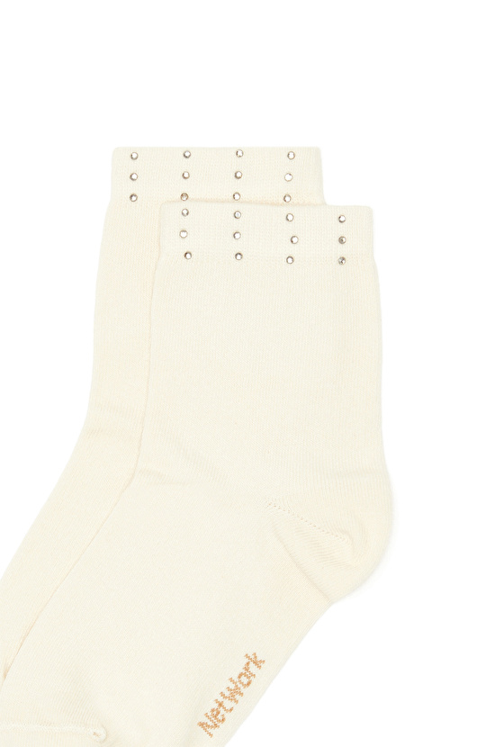 Off White Metal Accessory Detailed Women's Socks