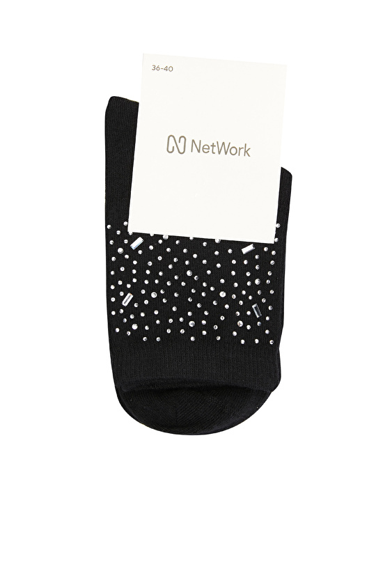 Siyah Taşlı Kadın Çorap
