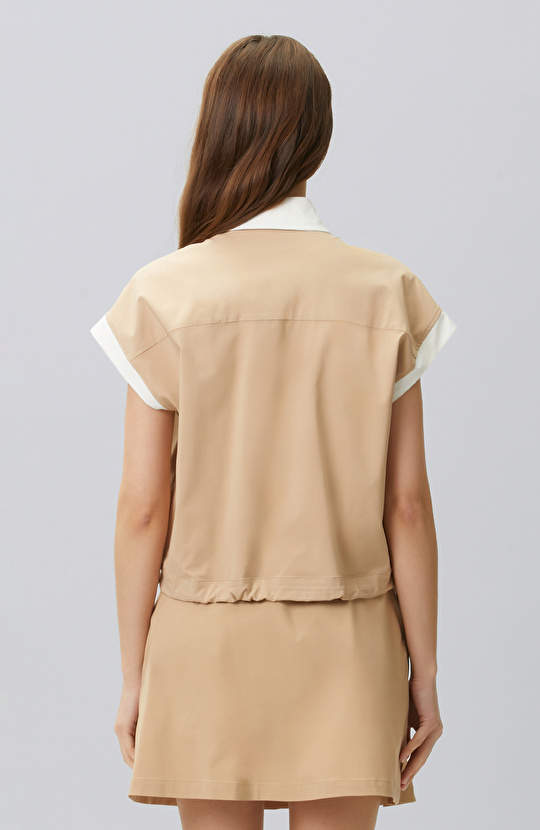 Bej N-tech Bel Büzgü Detaylı  Dış Gömlek