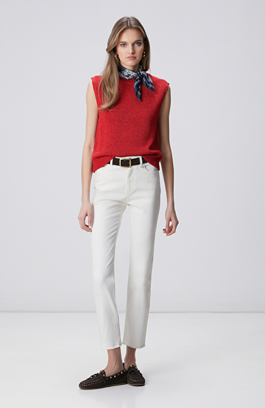 Kırmızı Kolsuz Triko