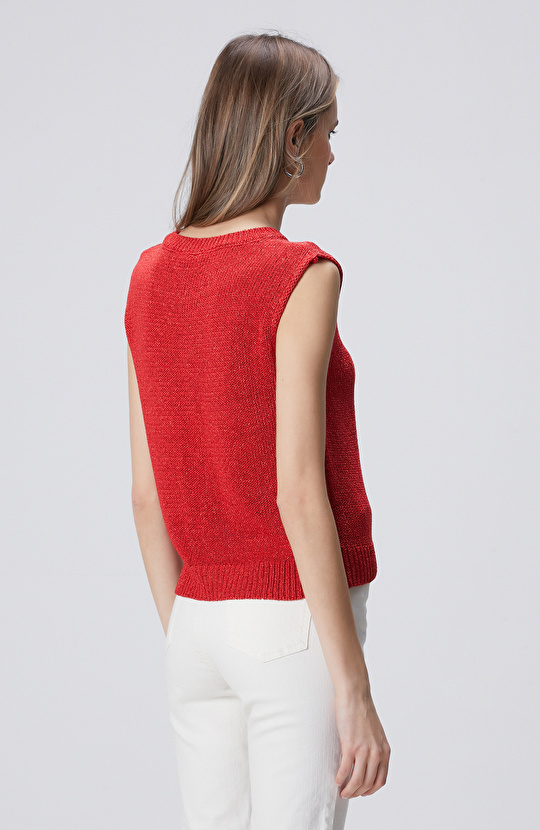 Kırmızı Kolsuz Triko