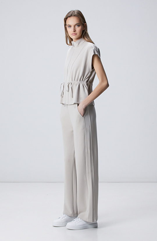 Taş Modal Karışımlı Biye Detaylı Ceket