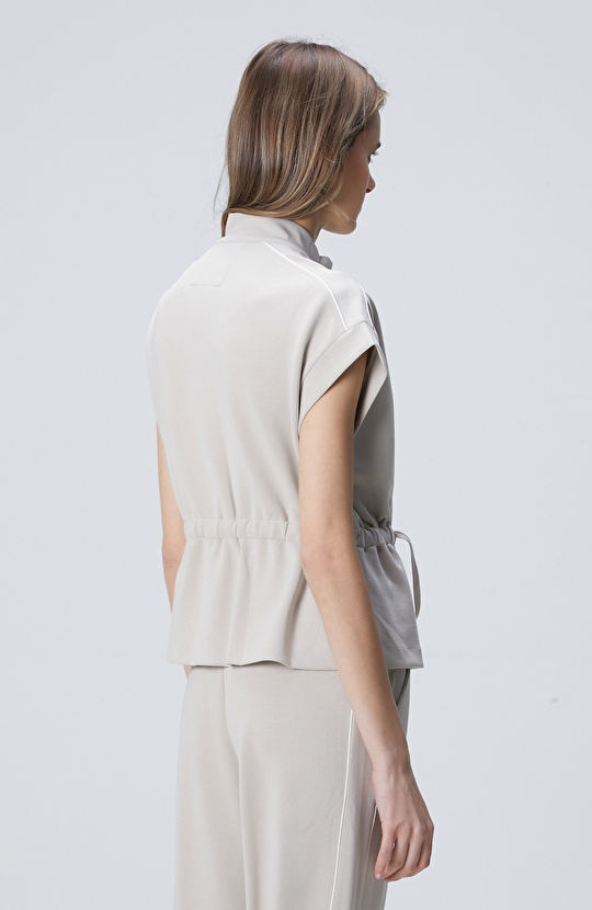 Taş Modal Karışımlı Biye Detaylı Ceket