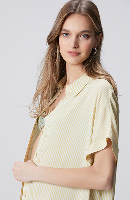 Sarı Yeşil Desen Detaylı Kaftan