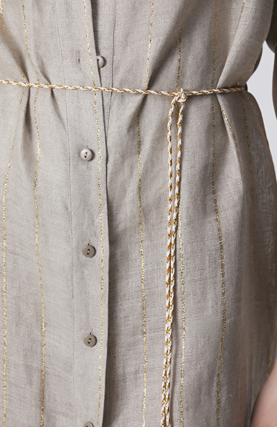 Bej Melanj Keten Kaftan