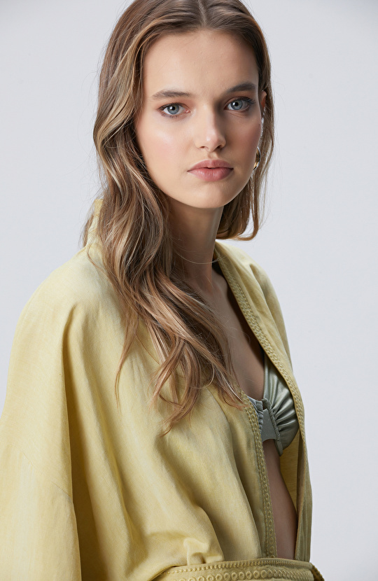 Oil Green Embroidered Kaftan