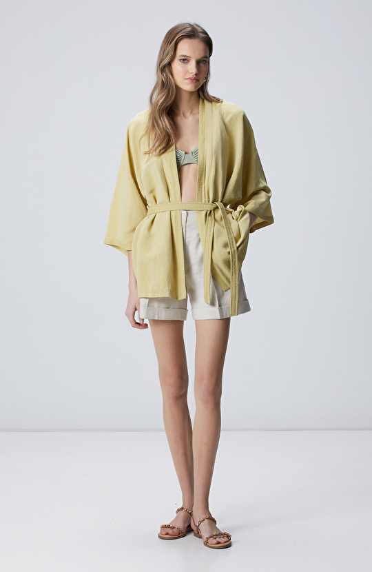 Oil Green Embroidered Kaftan