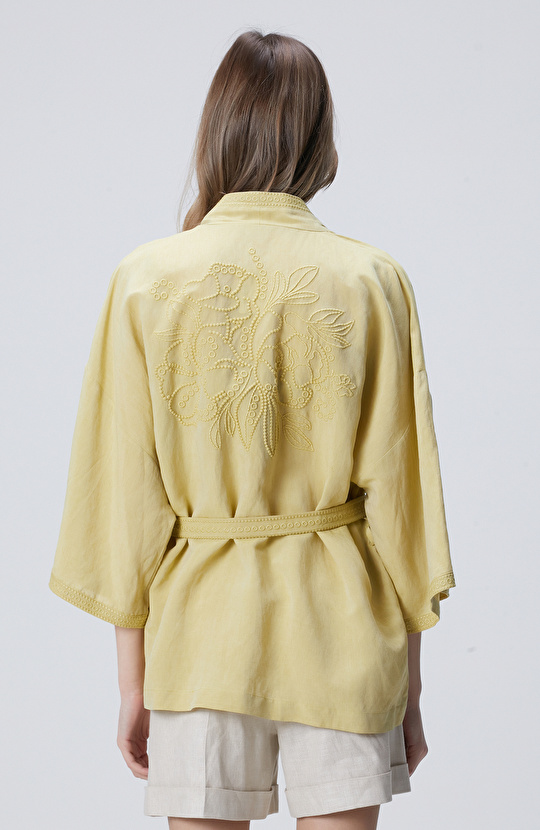 Oil Green Embroidered Kaftan