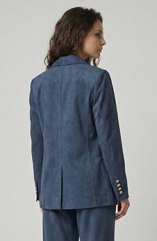 Lacivert Cupro Blazer Ceket