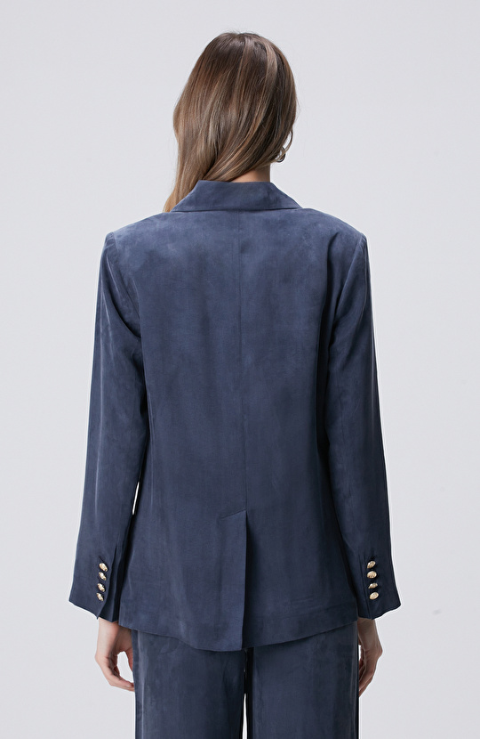 Lacivert Cupro Blazer Ceket